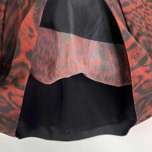 Roberto Cavalli Red Silk Leopard Print Pleated Skirt - Picture 3 of 6